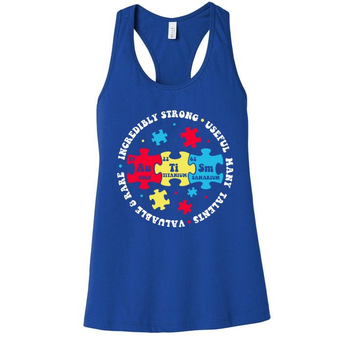 Autism Elets Periodic Table Awareness Asd Great Gift Women's Racerback Tank