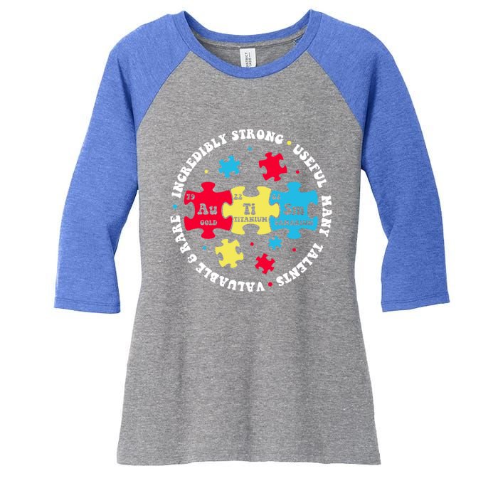 Autism Elets Periodic Table Awareness Asd Great Gift Women's Tri-Blend 3/4-Sleeve Raglan Shirt