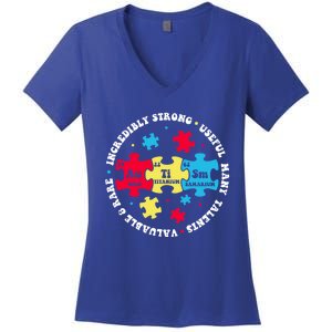 Autism Elets Periodic Table Awareness Asd Great Gift Women's V-Neck T-Shirt