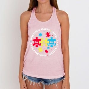 Autism Elets Periodic Table Awareness Asd Great Gift Women's Knotted Racerback Tank