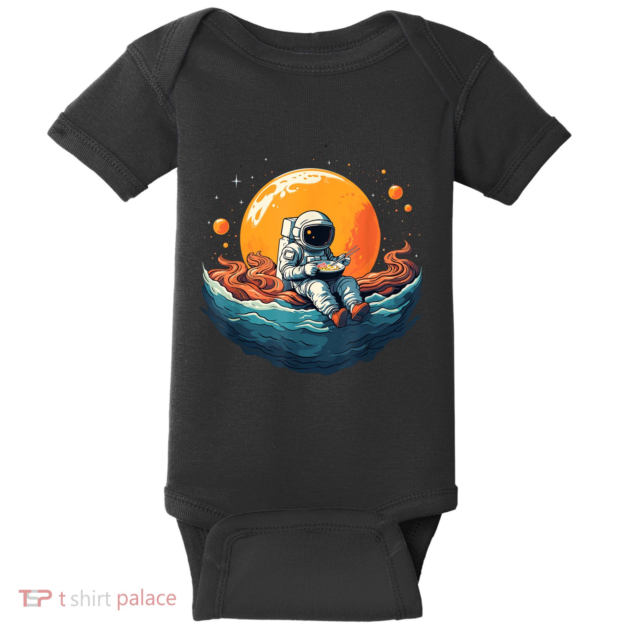 Astronaut Eats Ramen Anime Space Gifts Funny Space Ramen Baby Bodysuit
