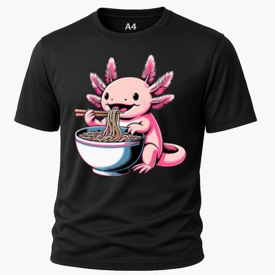 Axolotl Eating Ramen Lover Kawaii Axolotl Cooling Performance Crew T-Shirt