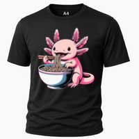 Axolotl Eating Ramen Lover Kawaii Axolotl Cooling Performance Crew T-Shirt