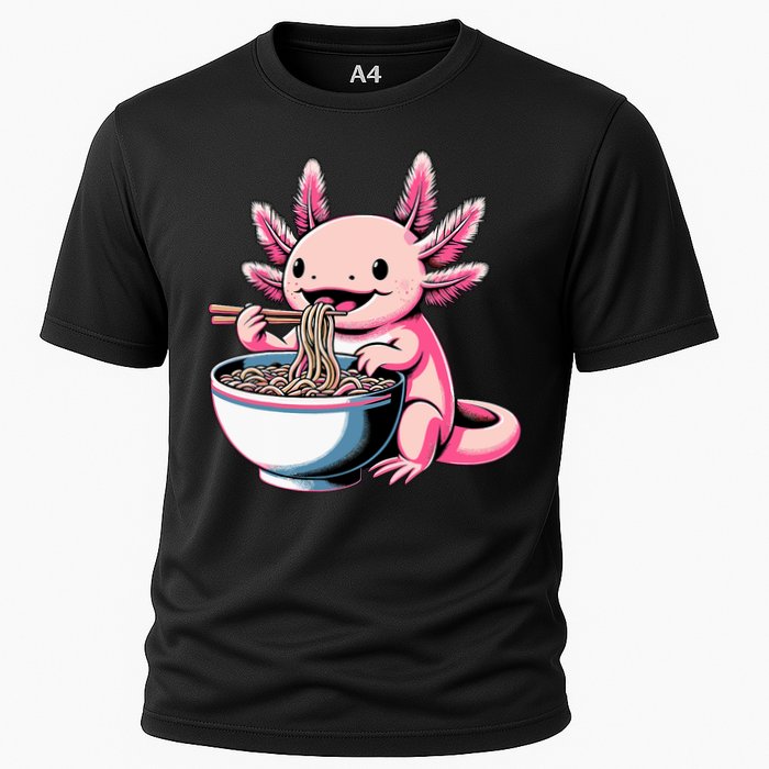 Axolotl Eating Ramen Lover Kawaii Axolotl Cooling Performance Crew T-Shirt
