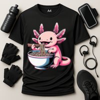Axolotl Eating Ramen Lover Kawaii Axolotl Cooling Performance Crew T-Shirt