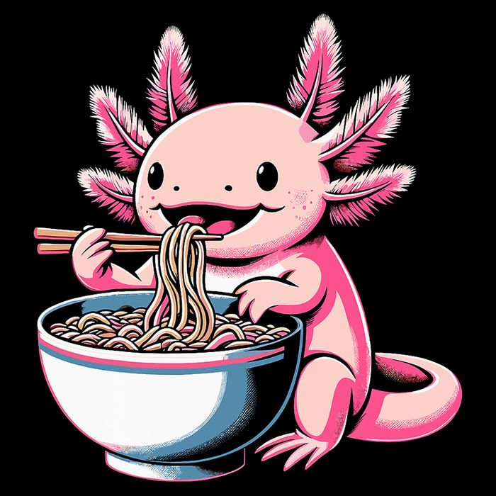 Axolotl Eating Ramen Lover Kawaii Axolotl Cooling Performance Crew T-Shirt