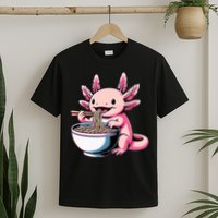 Axolotl Eating Ramen Lover Kawaii Axolotl T-Shirt