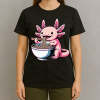 Axolotl Eating Ramen Lover Kawaii Axolotl T-Shirt