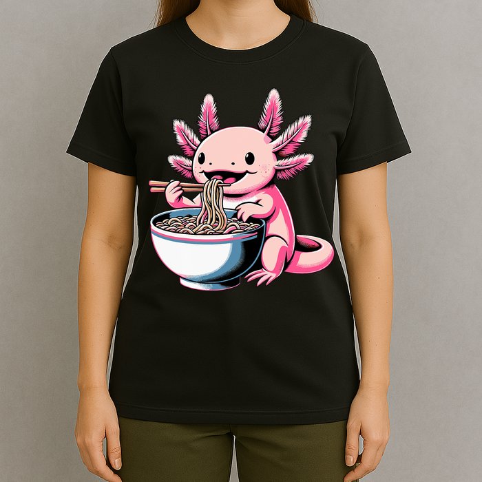 Axolotl Eating Ramen Lover Kawaii Axolotl T-Shirt