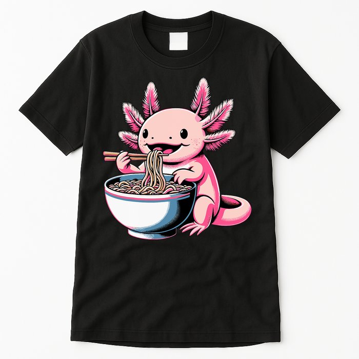 Axolotl Eating Ramen Lover Kawaii Axolotl Tall T-Shirt