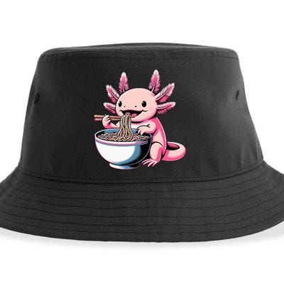 Axolotl Eating Ramen Lover Kawaii Axolotl Sustainable Bucket Hat
