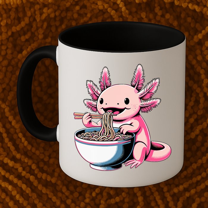 Axolotl Eating Ramen Lover Kawaii Axolotl Mug