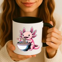 Axolotl Eating Ramen Lover Kawaii Axolotl Mug