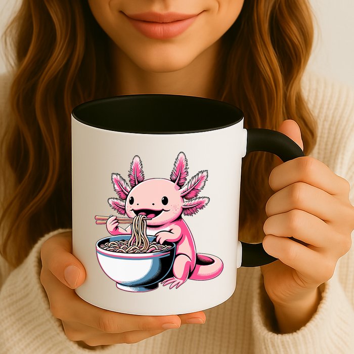 Axolotl Eating Ramen Lover Kawaii Axolotl Mug