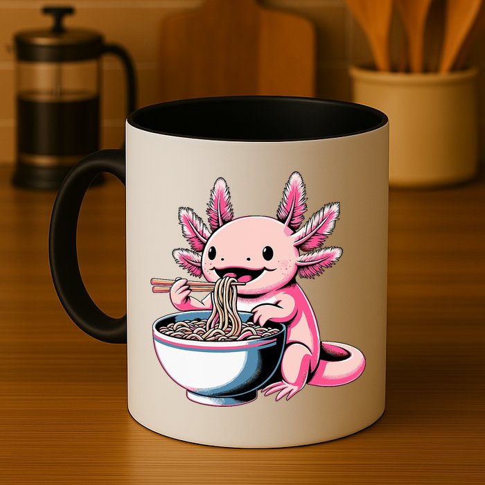 Axolotl Eating Ramen Lover Kawaii Axolotl Mug