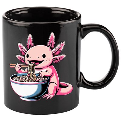 Axolotl Eating Ramen Lover Kawaii Axolotl 11oz C Handle Ceramic Mug