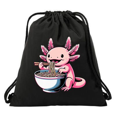 Axolotl Eating Ramen Lover Kawaii Axolotl Drawstring Bag