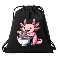 Axolotl Eating Ramen Lover Kawaii Axolotl Drawstring Bag
