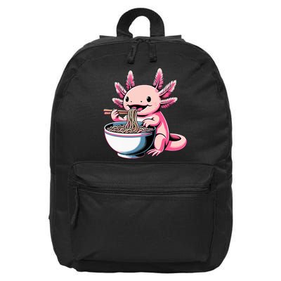 Axolotl Eating Ramen Lover Kawaii Axolotl 16 in Basic Backpack