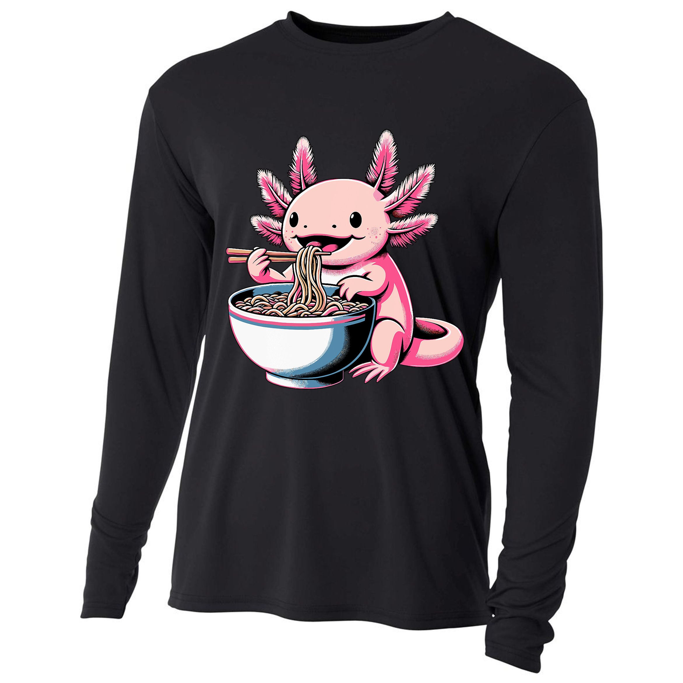Axolotl Eating Ramen Lover Kawaii Axolotl Cooling Performance Long Sleeve Crew