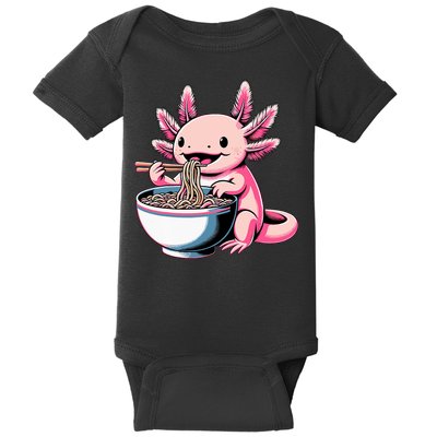 Axolotl Eating Ramen Lover Kawaii Axolotl Baby Bodysuit