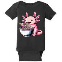 Axolotl Eating Ramen Lover Kawaii Axolotl Baby Bodysuit