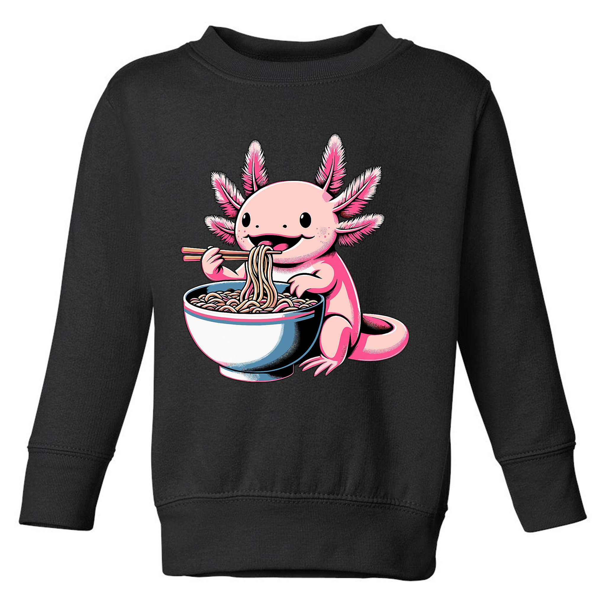 Axolotl Eating Ramen Lover Kawaii Axolotl Toddler Sweatshirt