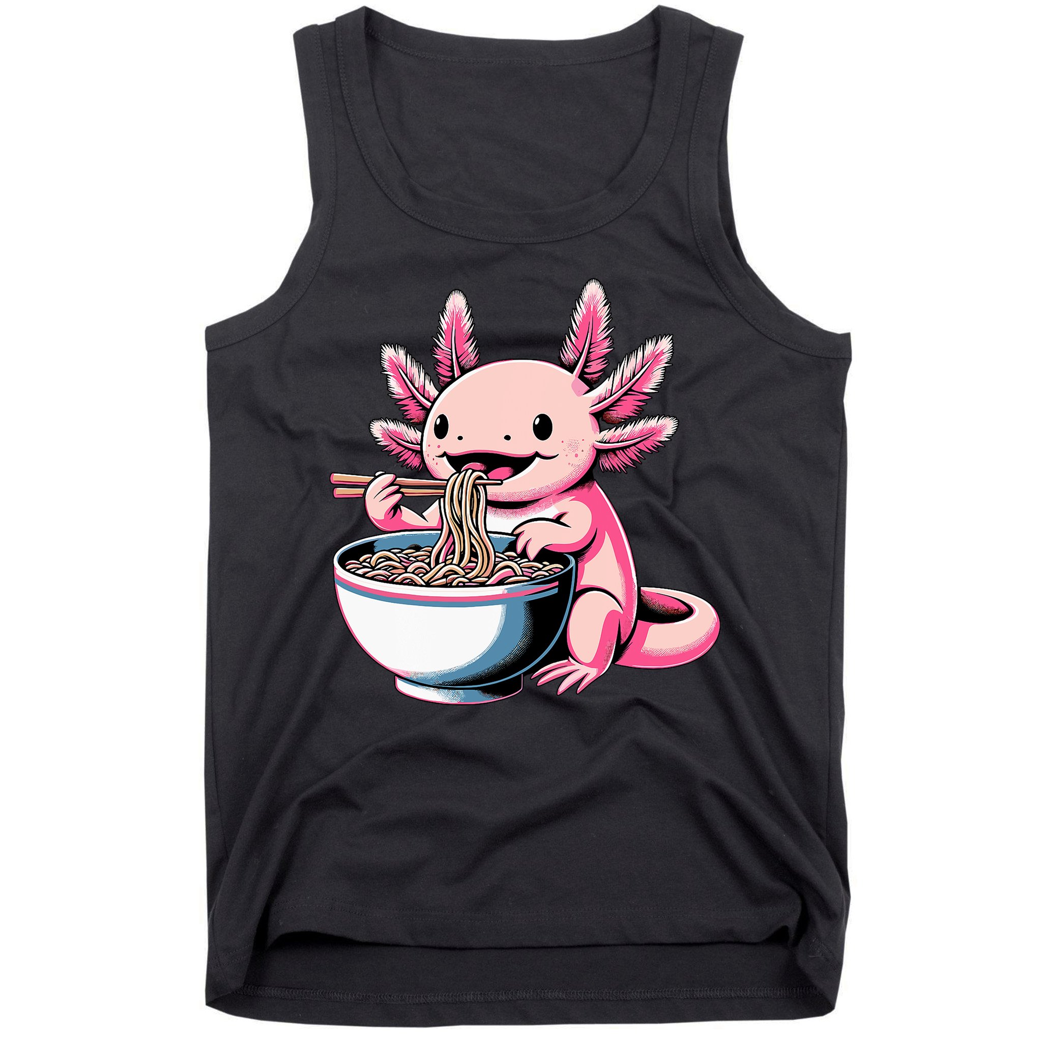 Axolotl Eating Ramen Lover Kawaii Axolotl Tank Top