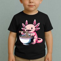 Axolotl Eating Ramen Lover Kawaii Axolotl Toddler T-Shirt