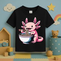 Axolotl Eating Ramen Lover Kawaii Axolotl Toddler T-Shirt