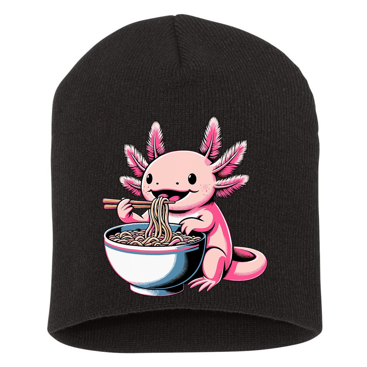 Axolotl Eating Ramen Lover Kawaii Axolotl Short Acrylic Beanie