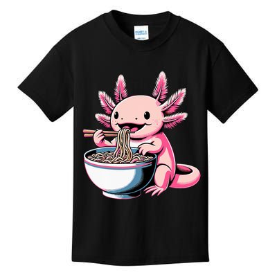 Axolotl Eating Ramen Lover Kawaii Axolotl Kids T-Shirt
