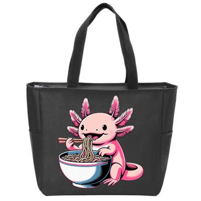 Axolotl Eating Ramen Lover Kawaii Axolotl Zip Tote Bag