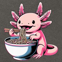 Axolotl Eating Ramen Lover Kawaii Axolotl Cotton Canvas Backpack