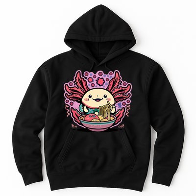 Axolotl Eating Ramen Noodles Cup Pi.nk Kawaii Anime Axolotls Hoodie