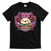 Axolotl Eating Ramen Noodles Cup Pi.nk Kawaii Anime Axolotls T-Shirt