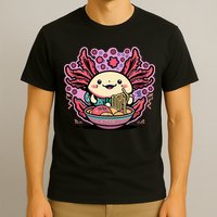 Axolotl Eating Ramen Noodles Cup Pi.nk Kawaii Anime Axolotls T-Shirt