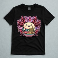 Axolotl Eating Ramen Noodles Cup Pi.nk Kawaii Anime Axolotls T-Shirt