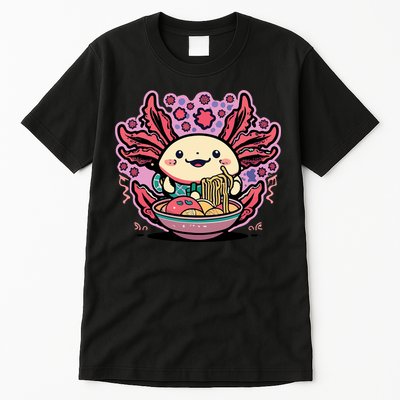 Axolotl Eating Ramen Noodles Cup Pi.nk Kawaii Anime Axolotls Tall T-Shirt