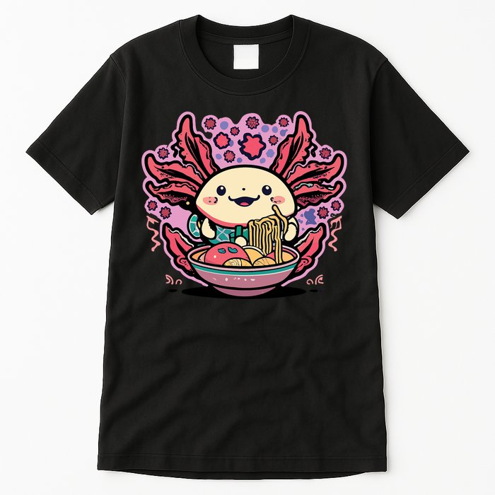 Axolotl Eating Ramen Noodles Cup Pi.nk Kawaii Anime Axolotls Tall T-Shirt