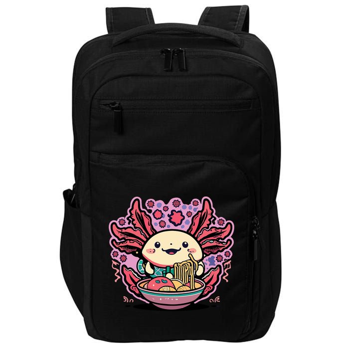Axolotl Eating Ramen Noodles Cup Pi.nk Kawaii Anime Axolotls Impact Tech Backpack
