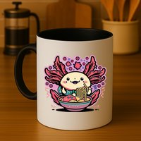 Axolotl Eating Ramen Noodles Cup Pi.nk Kawaii Anime Axolotls Mug