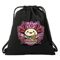 Axolotl Eating Ramen Noodles Cup Pi.nk Kawaii Anime Axolotls Drawstring Bag