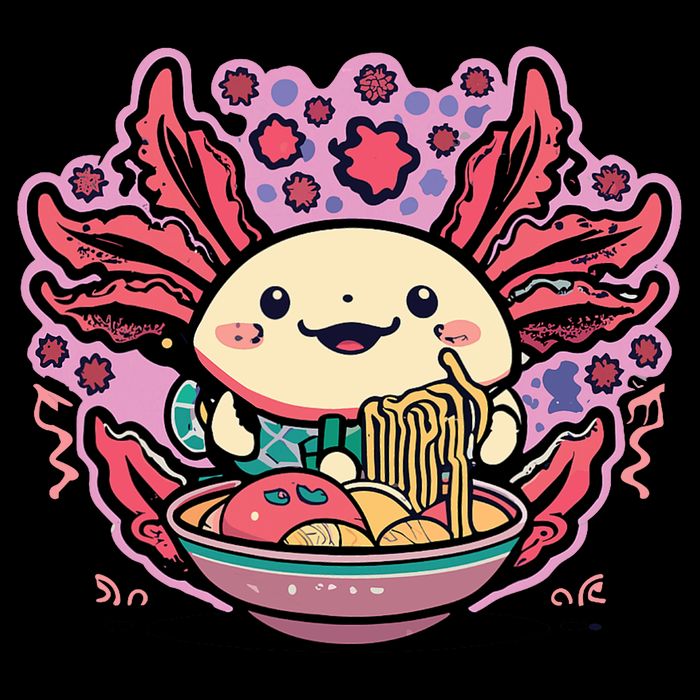 Axolotl Eating Ramen Noodles Cup Pi.nk Kawaii Anime Axolotls 16 in Basic Backpack