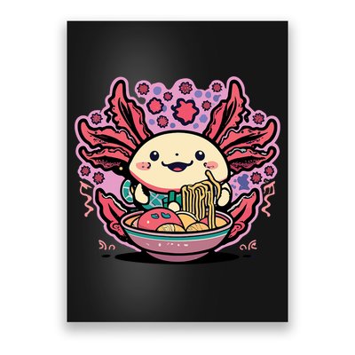 Axolotl Eating Ramen Noodles Cup Pi.nk Kawaii Anime Axolotls Poster