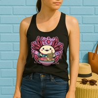 Axolotl Eating Ramen Noodles Cup Pi.nk Kawaii Anime Axolotls Womens Tank Top