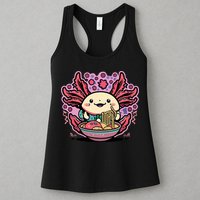 Axolotl Eating Ramen Noodles Cup Pi.nk Kawaii Anime Axolotls Womens Tank Top
