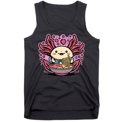 Axolotl Eating Ramen Noodles Cup Pi.nk Kawaii Anime Axolotls Tank Top