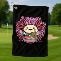 Axolotl Eating Ramen Noodles Cup Pi.nk Kawaii Anime Axolotls Golf Towel