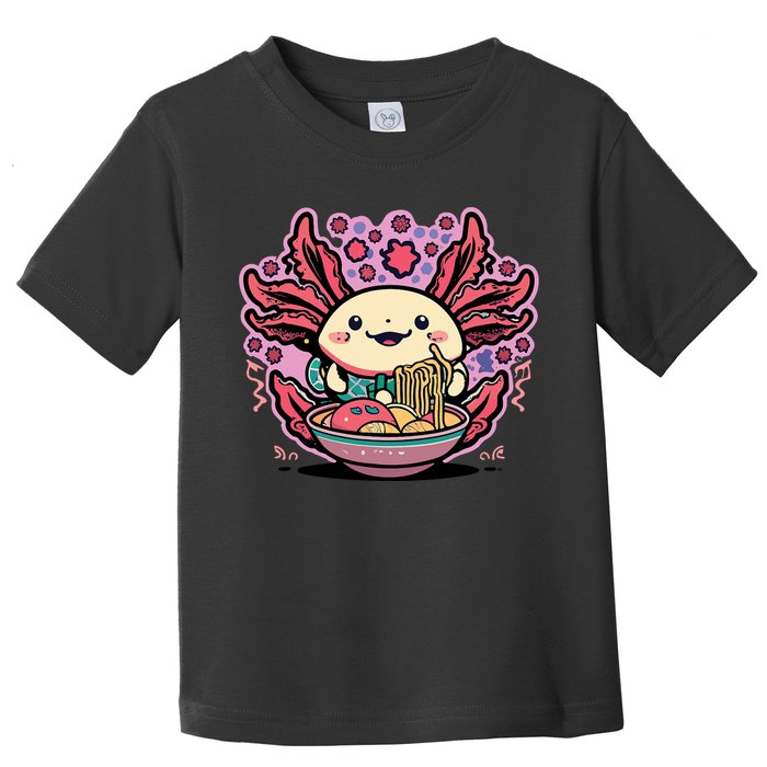 Axolotl Eating Ramen Noodles Cup Pi.nk Kawaii Anime Axolotls Toddler T-Shirt